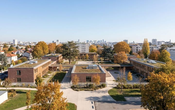 Groupe scolaire — Tectoniques · Villiers-le-Bel · 2025, perspective 3D par Koja Studio