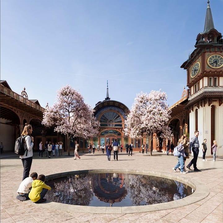 Place publique — Atelier LJN · Évian-les-Bains · 2026, perspective 3D par Koja Studio