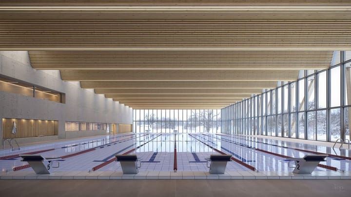 Autre vue, bassin — Studio T · Suisse · Projet lauréat, perspective 3D par Koja Studio
