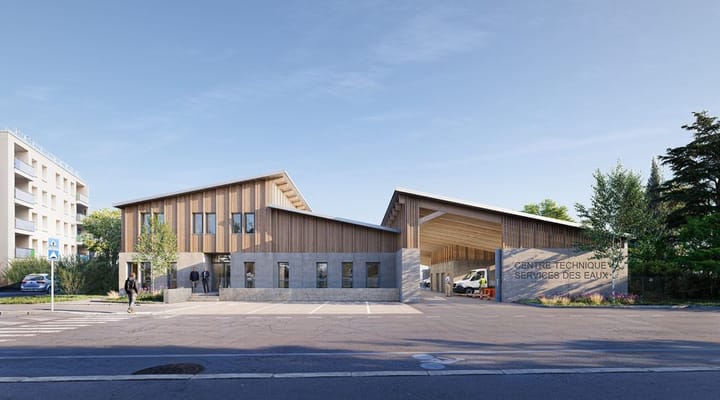 Maison de l'eau — AP Architecture · Tournon-sur-Rhône · 2024, perspective 3D par Koja Studio
