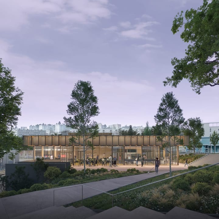 Centre socio-culturel — Atelier PNG · Saint-Étienne · 2022, perspective 3D par Koja Studio