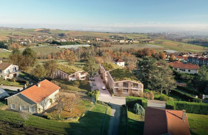 Ensemble de logements — Séméio Architecture · Chaussan · 2023 · Projet lauréat, perspective 3D par Koja Studio