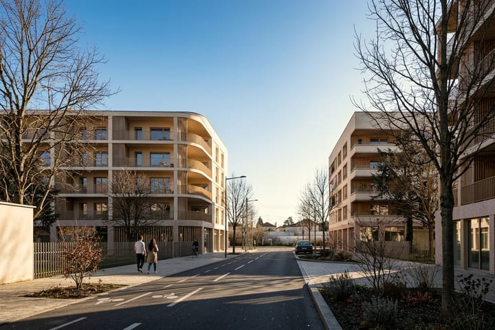 Ensemble de logements — Séméio Architecture · Villefranche-sur-Saône · 2025, perspective 3D par Koja Studio