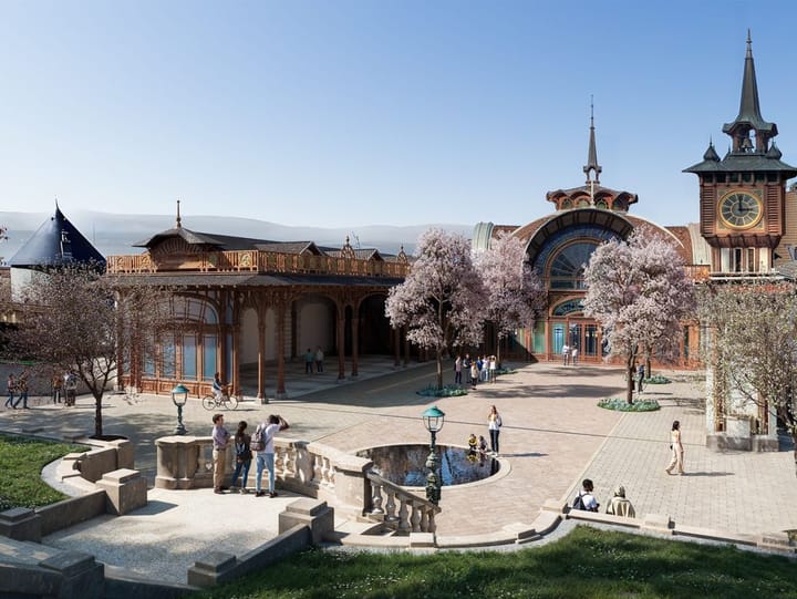 Place publique — Atelier LJN · Évian-les-Bains · 2026, perspective 3D par Koja Studio