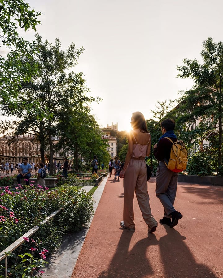 Mail piéton — Eranthis Paysage · Lyon · 2026 · Projet lauréat, perspective 3D par Koja Studio