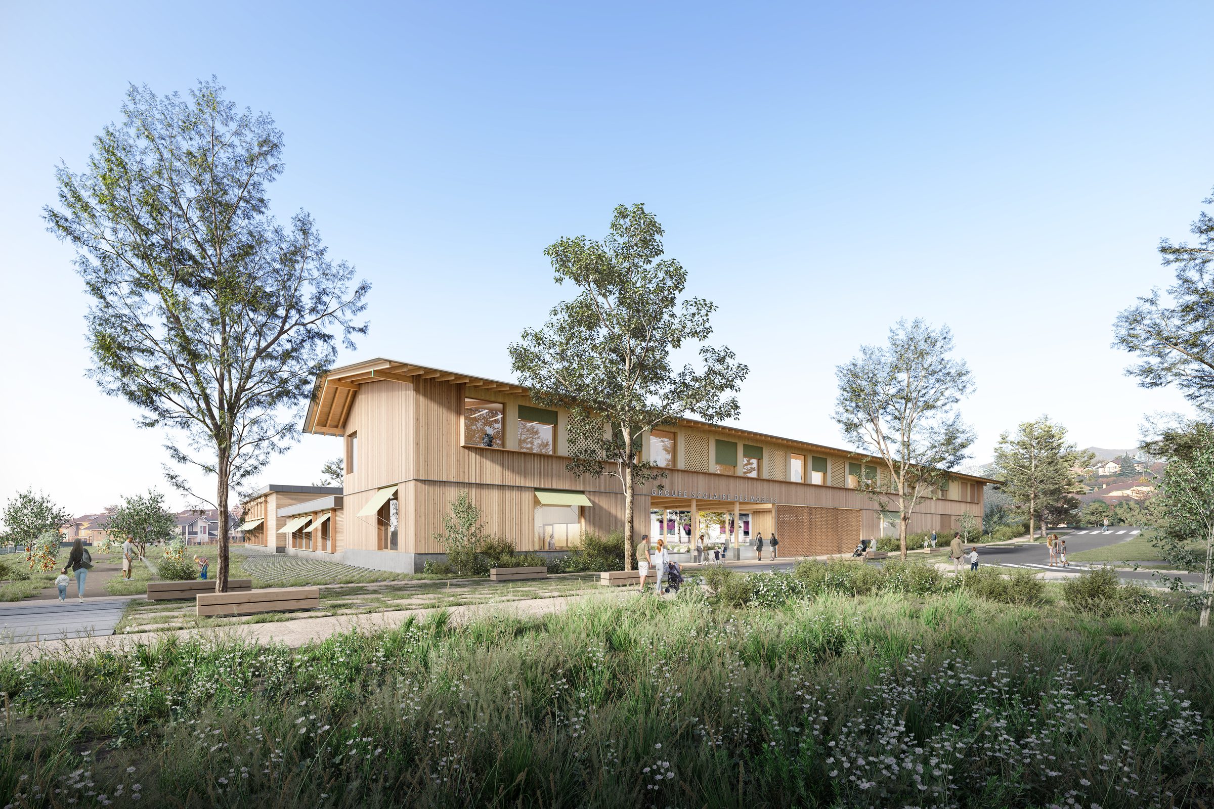 Groupe scolaire — Tectoniques · Loisin · 2022 · Projet lauréat — vue 2